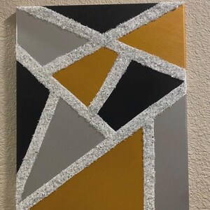 Glam Painting, Modern Geometric Black, Gold And Silver Wall Art, Glam Home Decor, Bedroom Wall Decor, Custom Wall Art, Bling Painting
