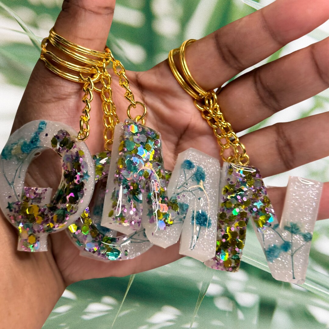 Initial Resin Keychain | Custom Letter Keychain | Personalized Gifts ...