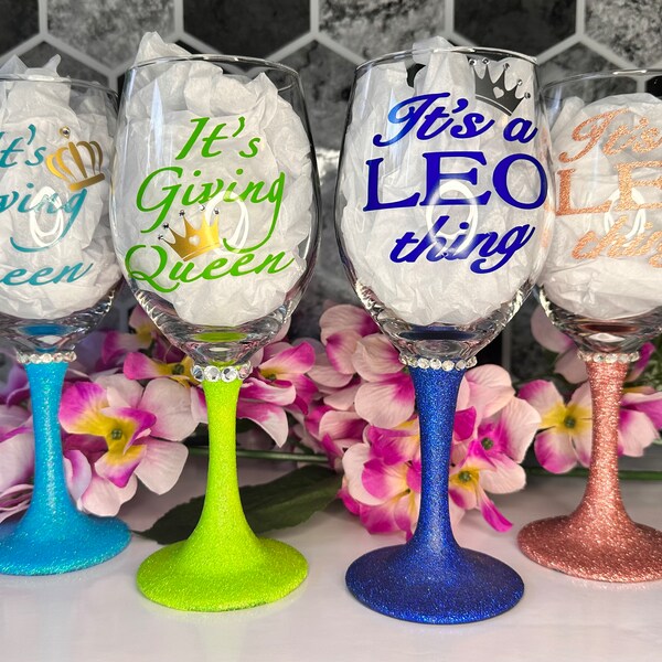 Glitter Wine Glasses Etsy