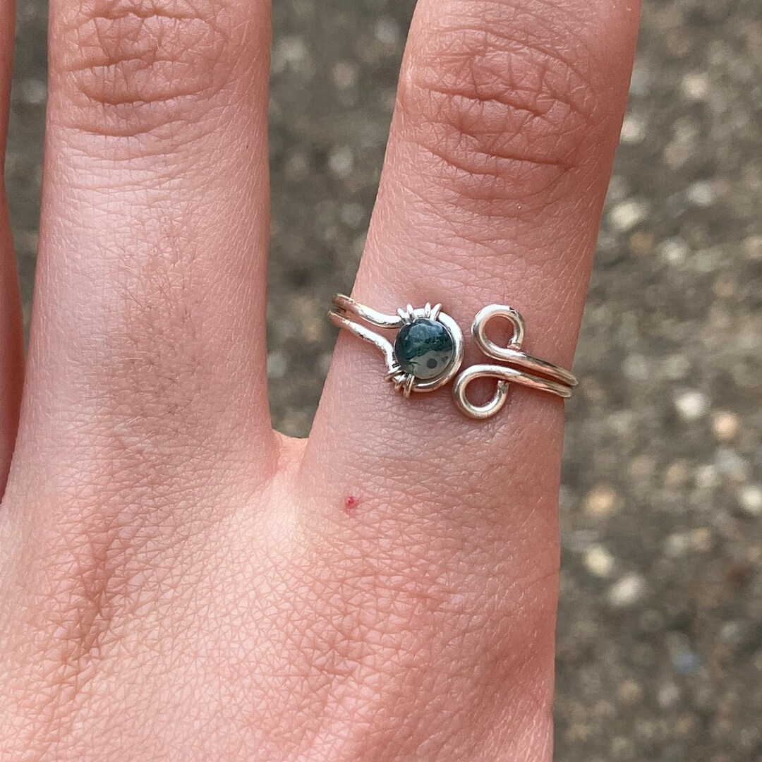 Simple Bead Wire Ring Etsy