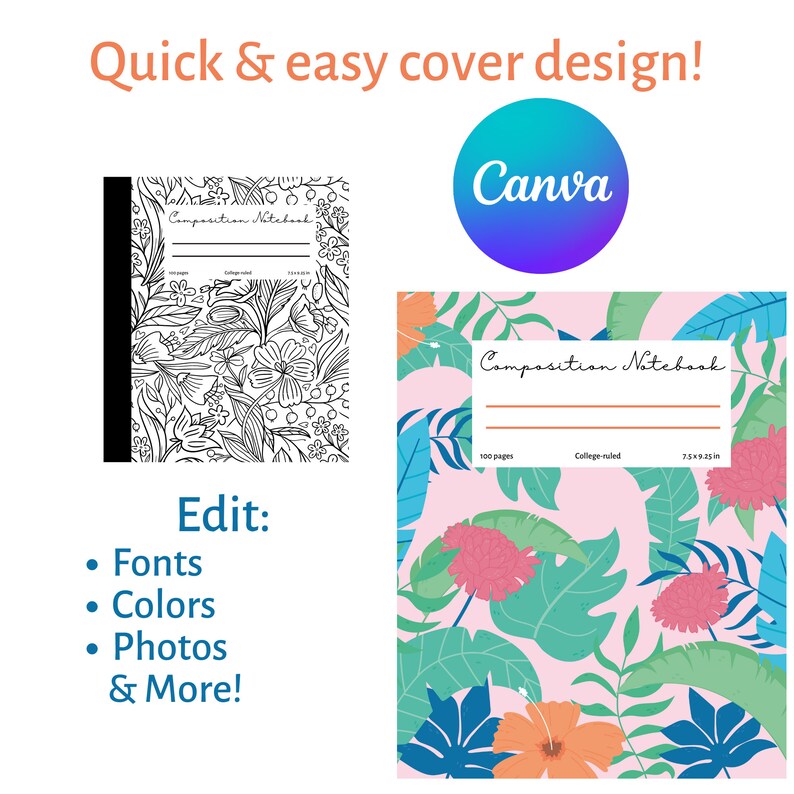 Amazon KDP Template Composition Notebook Template Cover & Pages