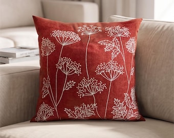Floral Embroidered Pillow Cover, Boho Flower Cushion Cover, Decorative Home Decor, Gift for Her