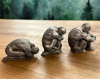 Handmade Thinker Statue Set / Concrete Minimalist Home Decor