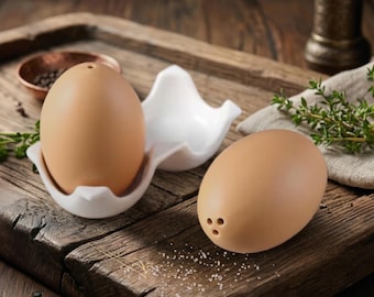 Handmade Egg Design Ceramic Salt and Pepper Shakers / Kitchen Decor