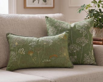 Embroidered Chenille Floral Cushion, 3D Dandelion Handmade Home Decor Pillow Cover 45x45cm / 30x50cm