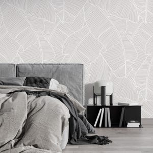 Carta da parati in vinile con foglie, staccabile e adesiva - Carta da parati autoadesiva con foglie di Monstera scandinave, rimovibile e non incollata - Camera da letto e bagno