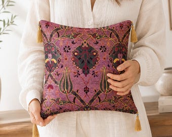 45cm Square Handwoven Cushion Bohemian Minimal Pillow Slip Natural Textured Sofa Accent UK