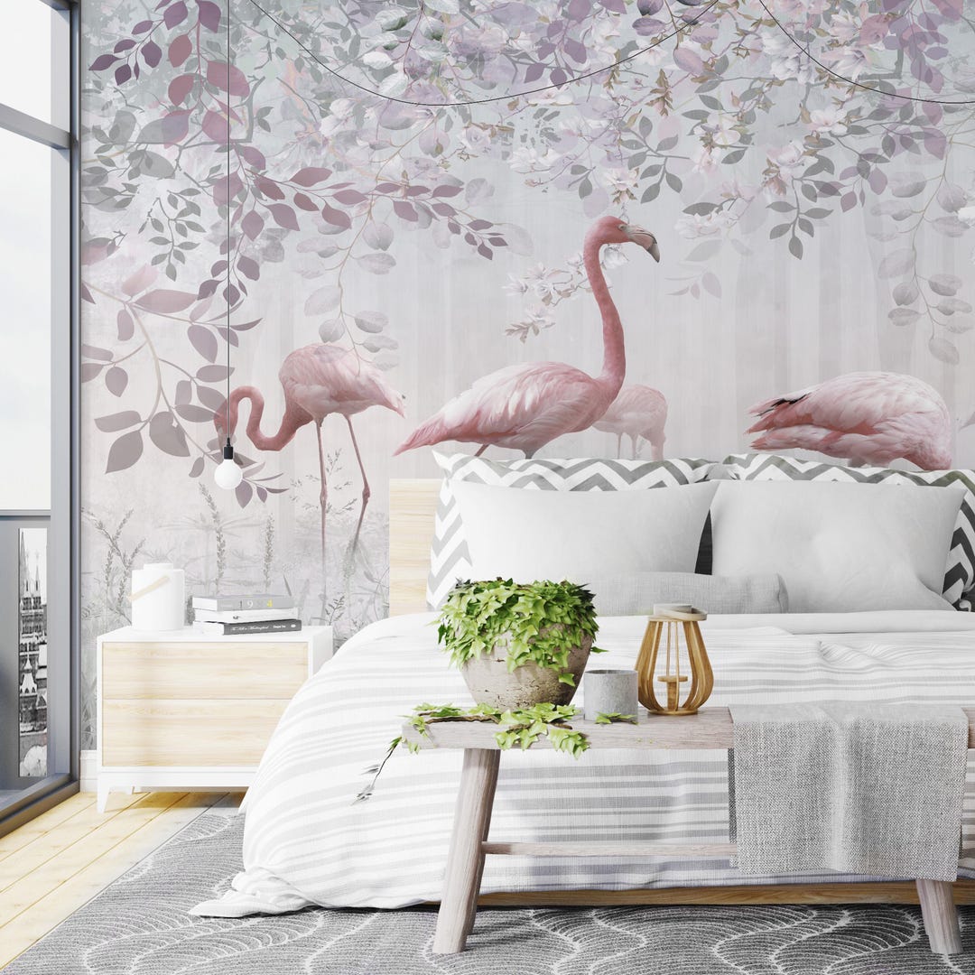 NuWallpaper Pink Flamingo Beach Peel And Stick Wallpaper Pink Vinyl Peelable Roll (Covers 30.75 Sq. Ft.) NUS3679 - The Home Depot