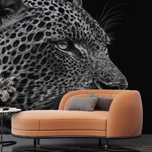 WILD ANIMAL WALLPAPER, Tiger Wall Mural, Home Decor Black and White for Bedroom & Living Room, Wall art, Home Decor, Minimalist Wall Mural