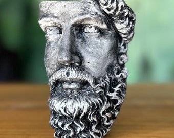 Zeus Bust Statue / Concrete Greek God Sculpture, Home Decor