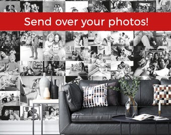 Custom Photo Collage - Aesthetic Collage Peel and Stick - Family Wall Mural - Photo Wall Mural - Family Pictures Collage Mural - Sephia