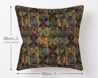 Colourful Geometric Cushion Cover Boho Pillow Case Modern Square Pattern Sofa Decor UK