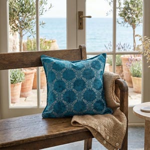 Teal Handwoven Cushion Cover 45x45cm Luxury Throw Pillow Cover UK Dispatch