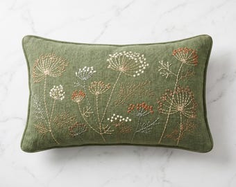 Embroidered Cushion, 3D Handmade Home Decor Green Pillow Cover 45x45cm / 30x50cm