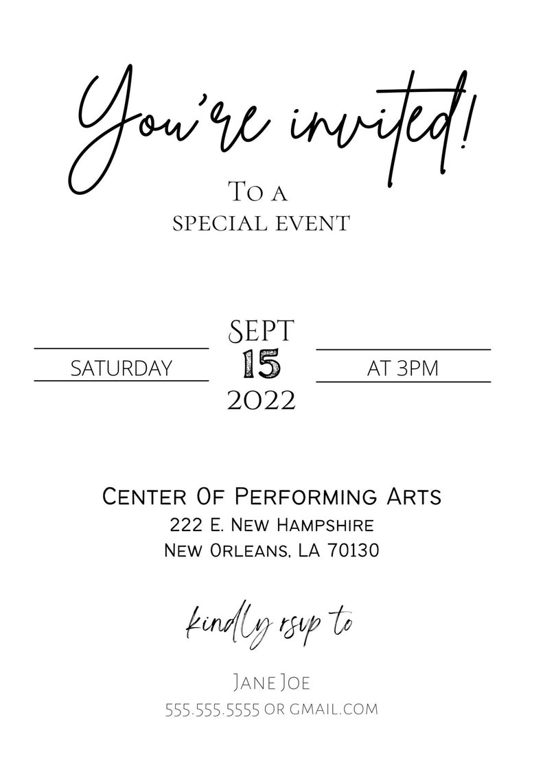 Invitation, Digital Download, Editable in Canva, Customizable