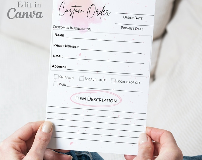 Custom Order Form, Order Form Template, Editable Order Form, Custom ...