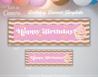 Birthday Banner Template | Happy Birthday Banner | Canva Template | Digital Download | Walgreens Banner Template | Editable Banner