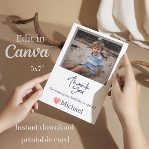 Photo Thank You Card | Editable Thank You Card | Birthday Thank You Card | Editable Template | Thank You Card Template | Canva Template