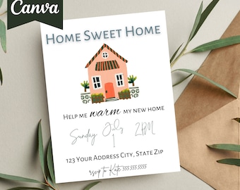 Housewarming party, housewarming invitation, digital download, editable invitation, edit and print housewarming invitation, invite template