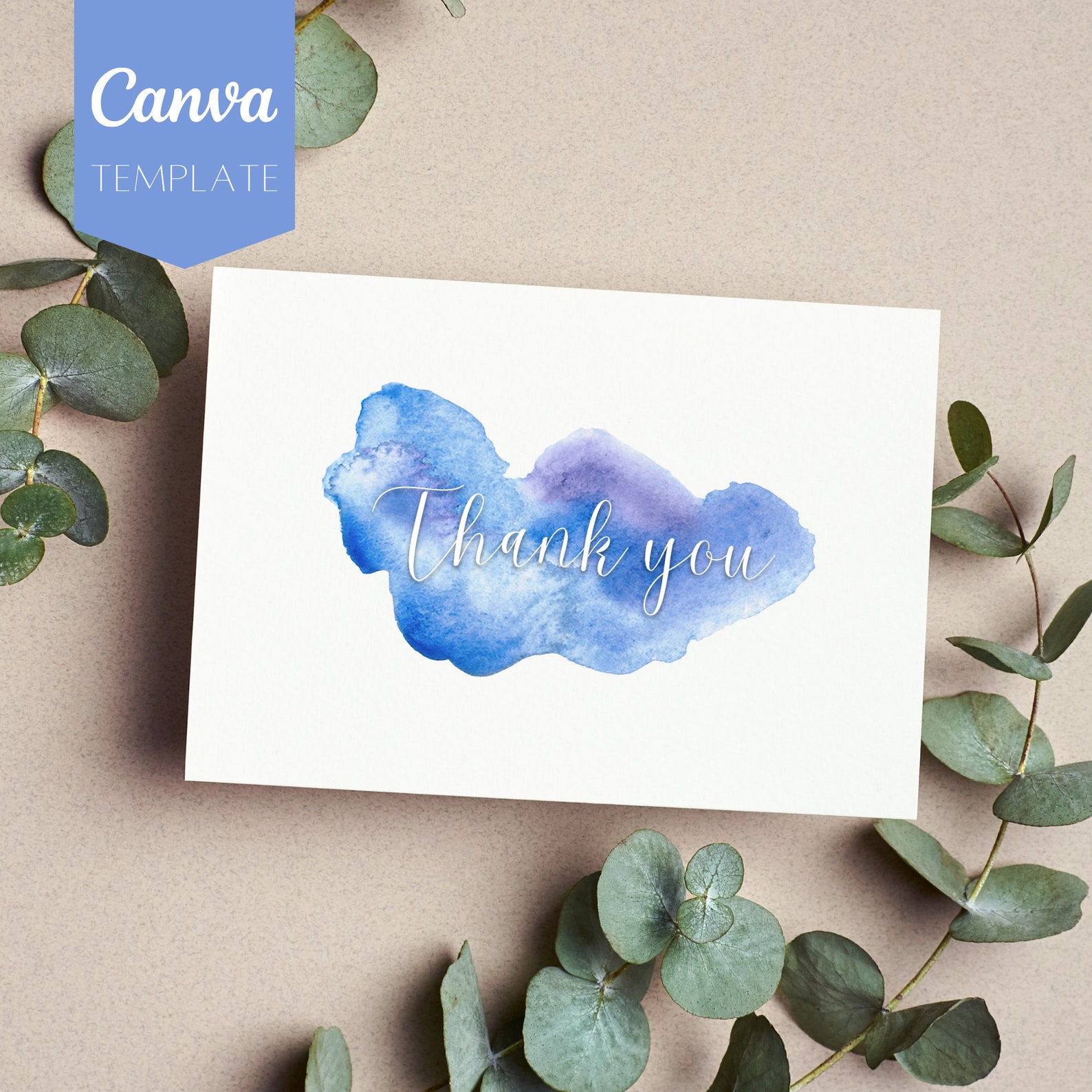 Watercolor Thank You Card, Printable Thank You Card, Editable Thank You ...