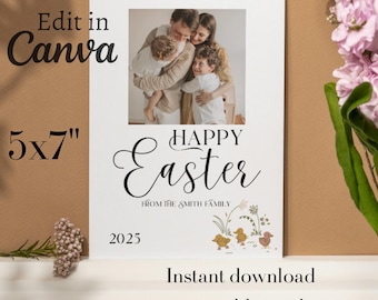 Photo Easter Card | Editable Easter Card | Printable Card | Editable Template |Photo Card Template | Canva Template