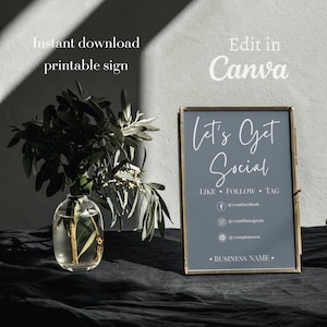 Connect with us sign, Social media sign, small business sign, printable sign, connect with us template, instagram sign, facebook sign