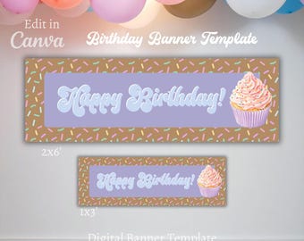 Birthday Banner Template | Happy Birthday Banner | Canva Template | Digital Download | Walgreens Banner Template | Editable Banner