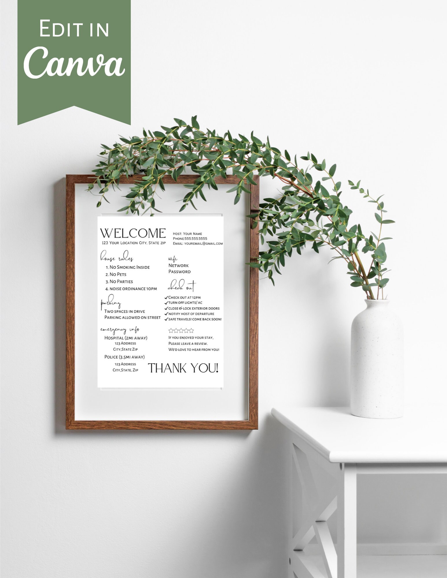 Air Bnb Welcome Sign Template, Editable Template, Welcome Sign - Etsy