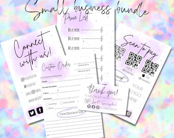 craft show bundle, small business bundle, order form template, price list template. scan to pay template, craft fair template
