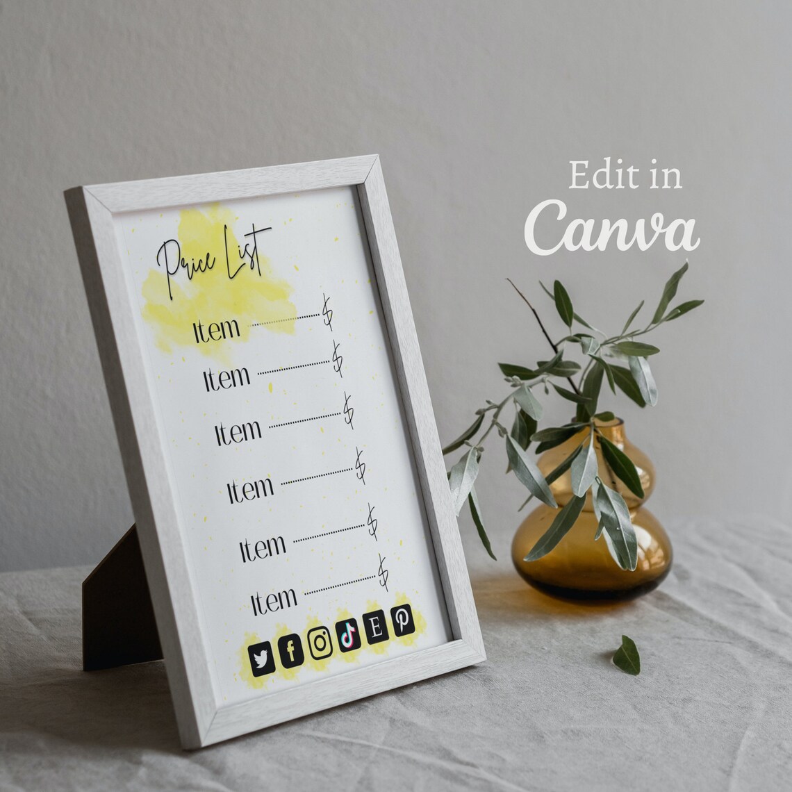 Price List Template, Price Sheet Printable, Price Sheet, Pricing Guide ...