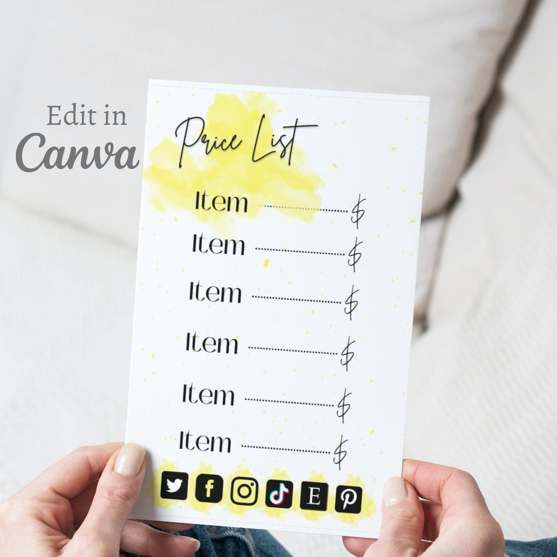 Price List Template, Price Sheet Printable, Price Sheet, Pricing Guide ...