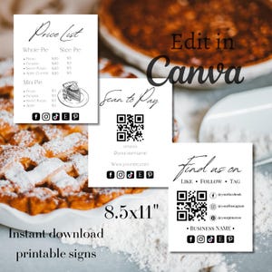 Cartelli per fiere artigianali, cartelli per panetterie, cartelli per piccole attività, scansiona per pagare, contattaci, cartello stampabile, cartello con codice QR, cartello per panetterie domestiche