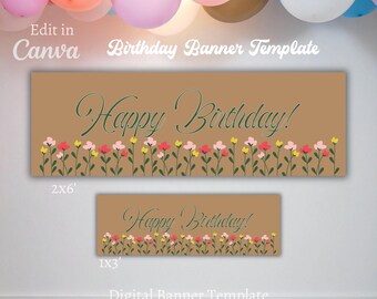 Birthday Banner Template | Happy Birthday Banner | Canva Template | Digital Download | Walgreens Banner Template | Editable Banner