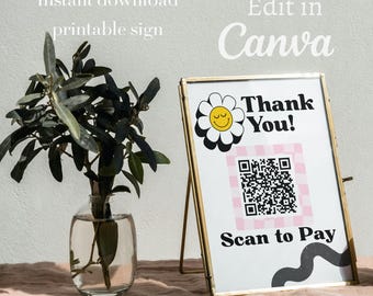 Editable Scan to Pay Sign Template, QR Code Payment (Digital Download), Printable Scan to Pay Sign Template, QR Code Sign, PayPal, Venmo