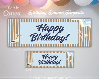 Birthday Banner Template | Happy Birthday Banner | Canva Template | Digital Download | Walgreens Banner Template | Editable Banner