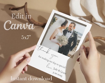 Photo Thank You Card | Editable Thank You Card | Wedding Thank You Card | Editable Template | Thank You Card Template | Canva Template