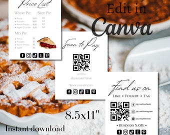 Craft show signs, Bakery Sign, small business signs, scan to pay, connect with us, printable sign, QR code sign, Home Bakery Sign