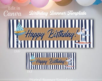Birthday Banner Template | Happy Birthday Banner | Canva Template | Digital Download | Walgreens Banner Template | Editable Banner