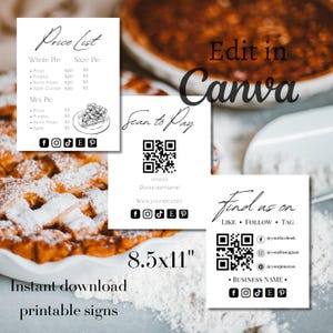 Cartelli per fiere artigianali, cartelli per panetterie, cartelli per piccole attività, scansiona per pagare, contattaci, cartello stampabile, cartello con codice QR, cartello per panetterie domestiche