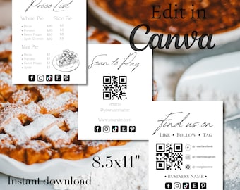Craft show signs, Bakery Sign, small business signs, scan to pay, connect with us, printable sign, QR code sign, Home Bakery Sign