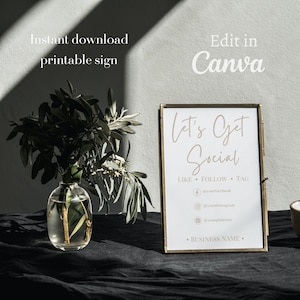 Connect with us sign, Social media sign, small business sign, printable sign, connect with us template, instagram sign, facebook sign