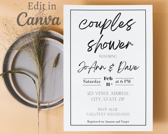 Couples Shower Invitation, couples shower invite, Wedding shower invitation, Invitation template, modern couples shower invite