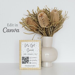Connect with us sign, Let&#39;s Get Social sign, small business sign, printable sign, Polka Dotted shop sign, Facebook sign, printable signage