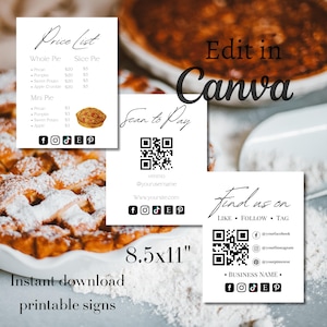 Cartelli per fiere artigianali, cartelli per panetterie, cartelli per piccole attività, scansiona per pagare, contattaci, cartello stampabile, cartello con codice QR, cartello per panetterie domestiche