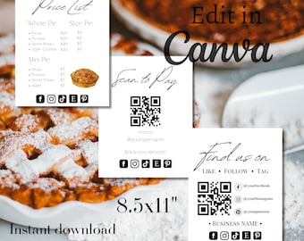 Craft show signs, Bakery Sign, small business signs, scan to pay, connect with us, printable sign, QR code sign, Home Bakery Sign