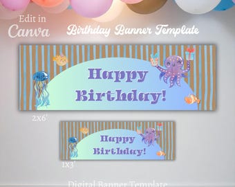 Birthday Banner Template | Happy Birthday Banner | Canva Template | Digital Download | Walgreens Banner Template | Editable Banner