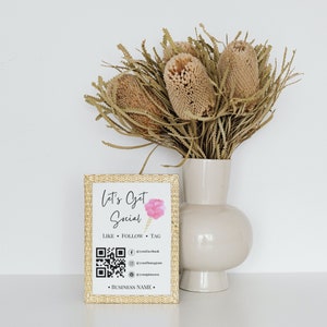 Connect with us sign, Let&#39;s Get Social media sign, small business sign, printable sign, template, cotton candy shop sign, facebook sign