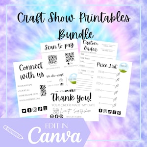 Craft Show Bundle, Bestellschein-Vorlage, Preisliste-Vorlage, Dankeskarten-Vorlage, Vorlage für kleine Unternehmen, zum Bezahlen scannen, kontaktieren Sie uns