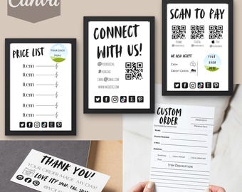 Craft show bundle, order form template, price list template, thank you card template, small business template, scan to pay, connect with us