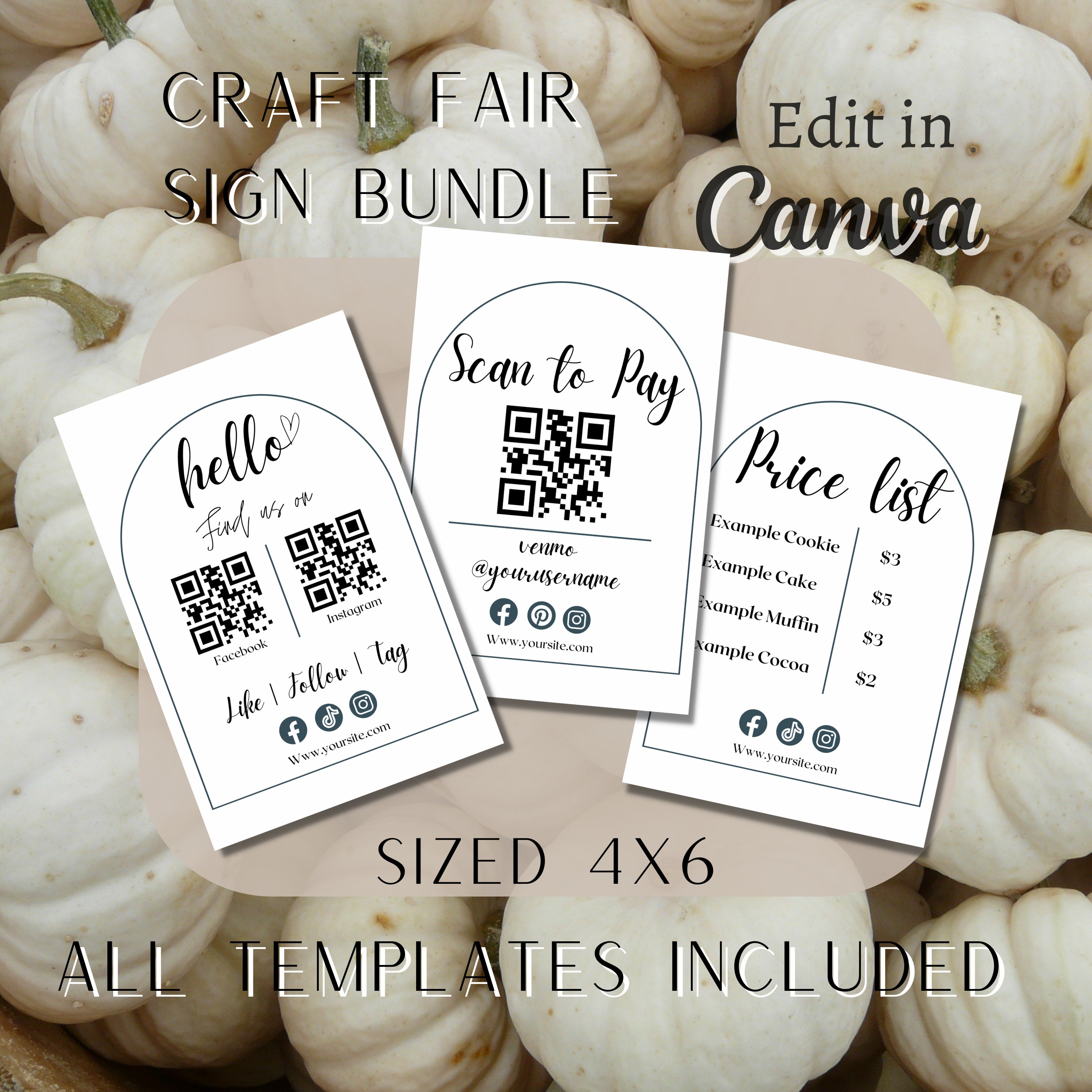 Craft Show Bundle, Small Business Bundle, Craft Fair Signs, Price List ...